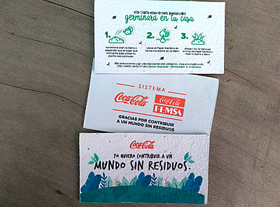 coca-cola Tarjetas en papel semilla plantable y germinable